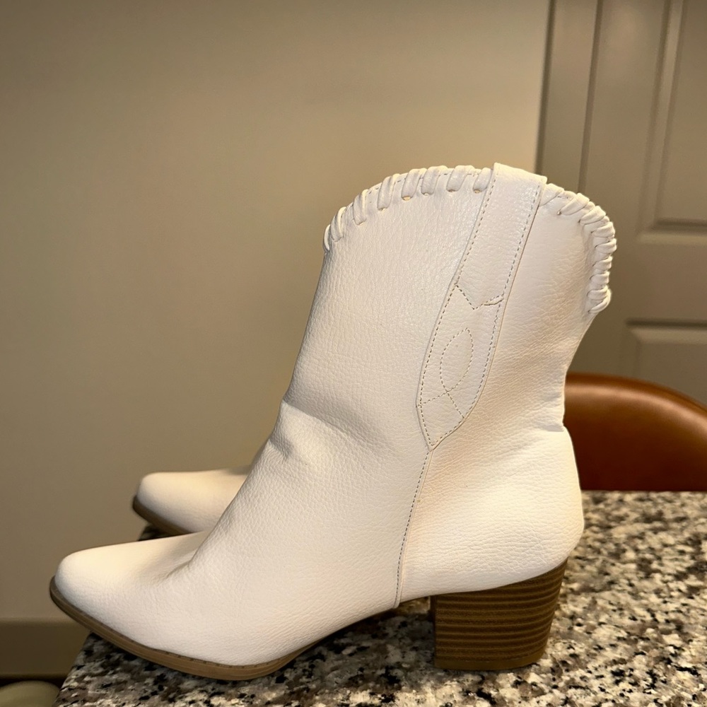 White Cowgirl Ankle Boots